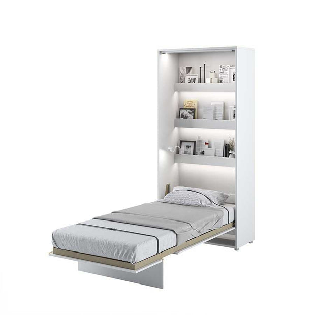 Letto a Scomparsa con meccanismo pneumatico e illuminazione Bed Concept Verticale Bianco Opaco, 200 x 90 cm