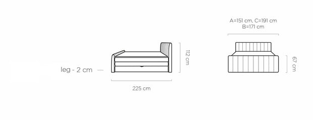 Letto Boxspring con contenitore Carino Marrone (7)