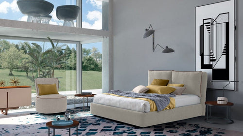 Letto contenitore in tessuto Fris Crema, 200 x 160 cm