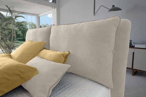 Letto contenitore in tessuto Fris Crema, 200 x 160 cm (1)