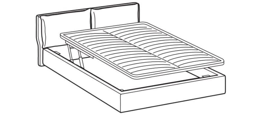 Letto contenitore in tessuto Fris Crema, 200 x 160 cm (2)