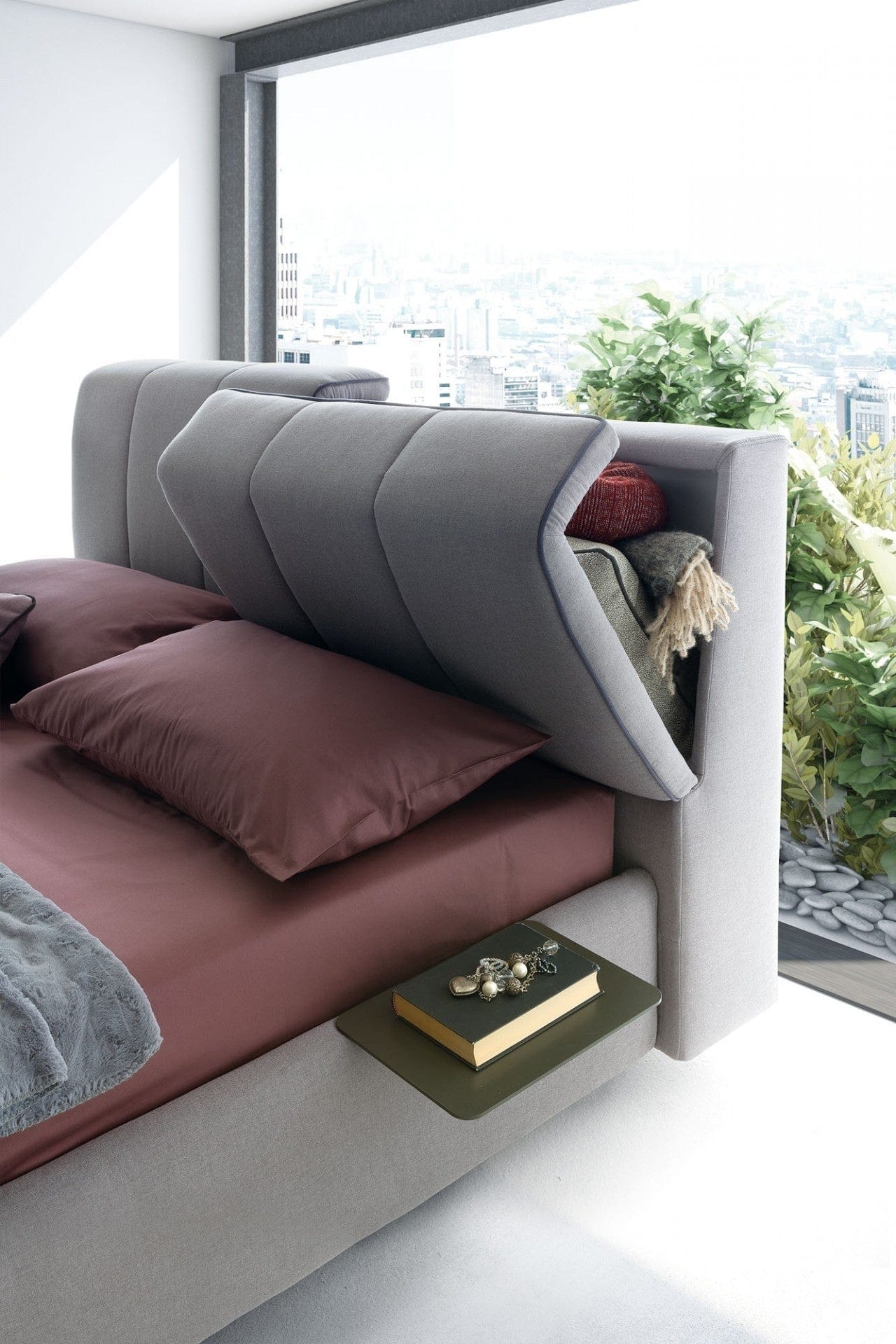 Letto contenitore in tessuto Inster Grigio, 200 x 160 cm (3)