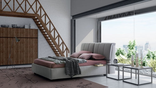 Letto contenitore in tessuto Inster Grigio, 200 x 180 cm