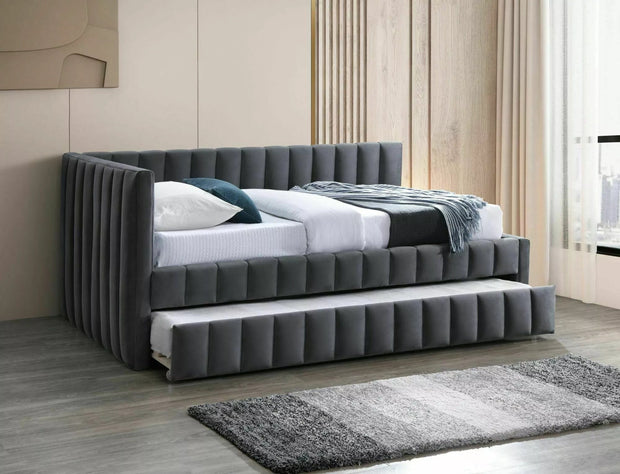 Letto estraibile in velluto Alfie Grigio & SMP-PAT-ALFIE-VELVET-GRAY