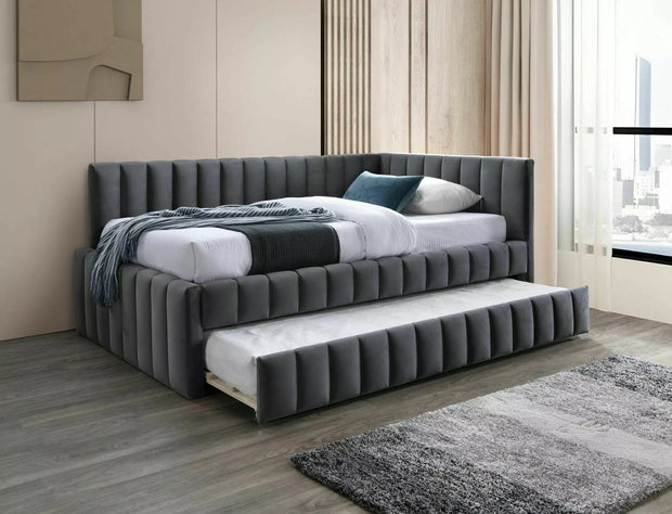Letto estraibile in velluto Alfie Grigio (1)