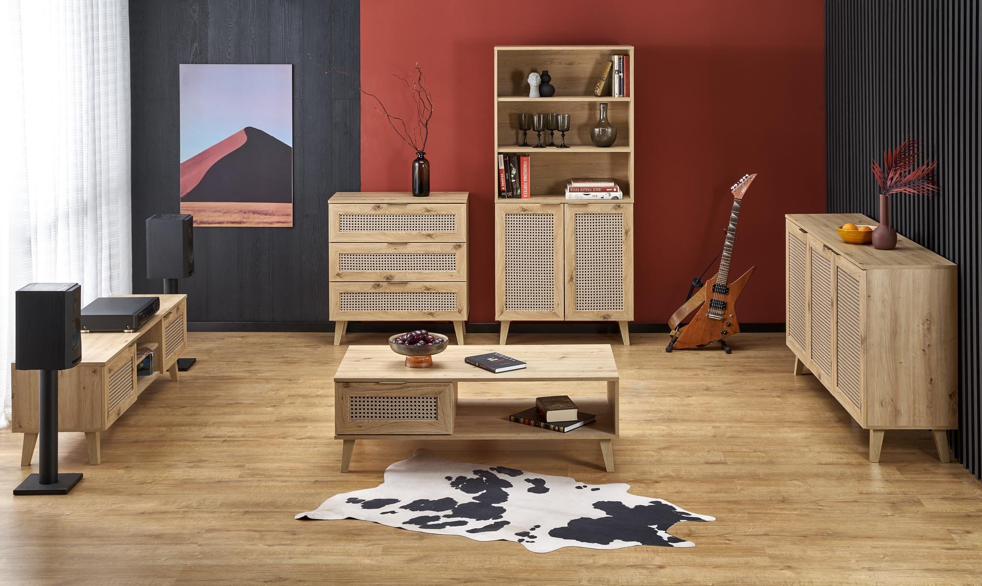 Halmar Letto imbottito con 2 cassetti in legno Borneo Quercia