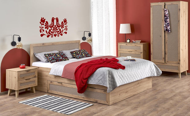 Halmar Letto imbottito con 2 cassetti in legno Borneo Quercia