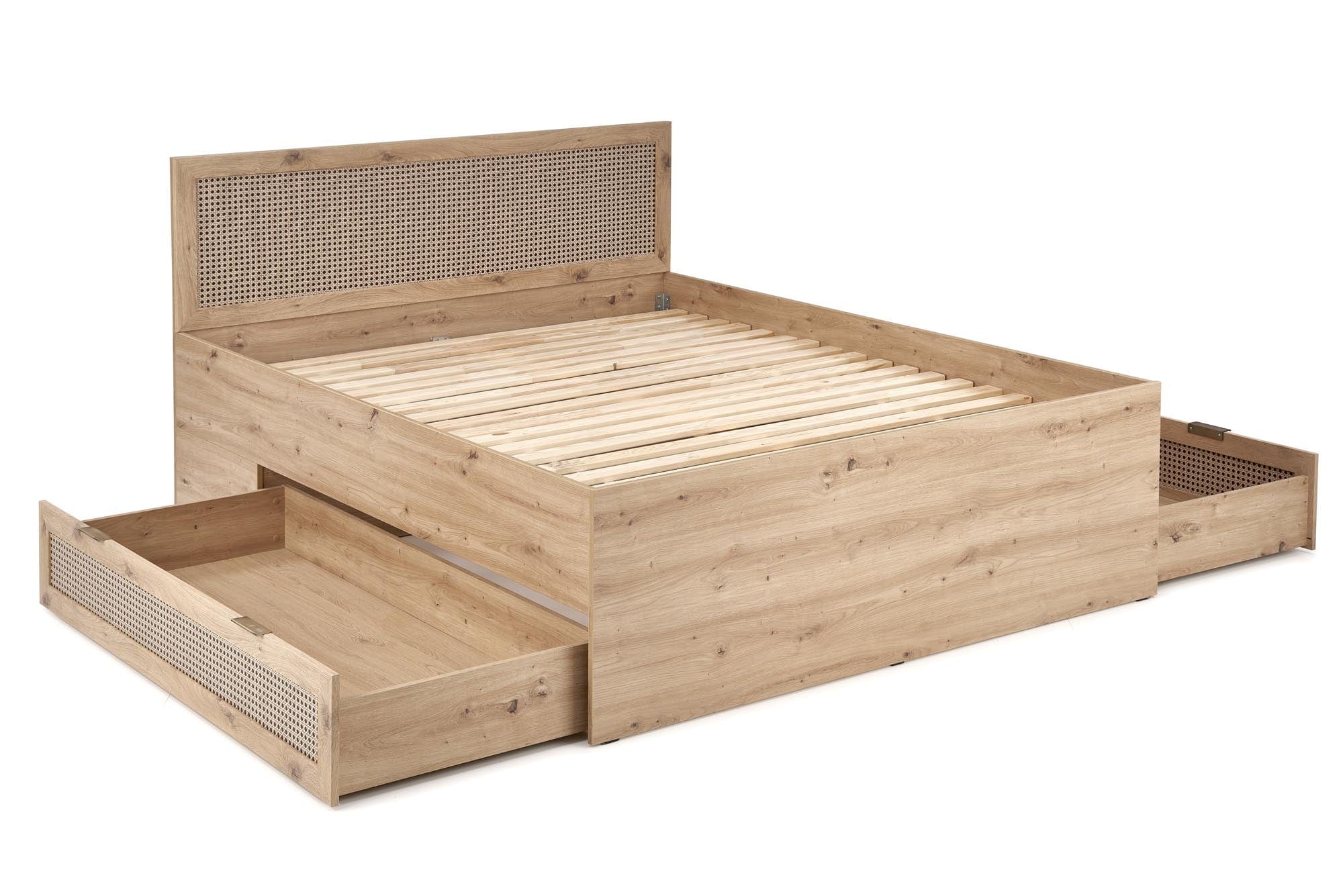 Halmar Letto imbottito con 2 cassetti in legno Borneo Quercia