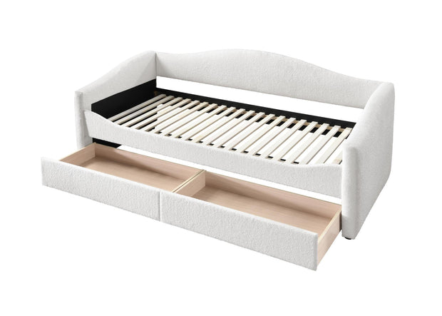 Halmar Letto imbottito con 2 cassetti in tessuto Caydence color crema