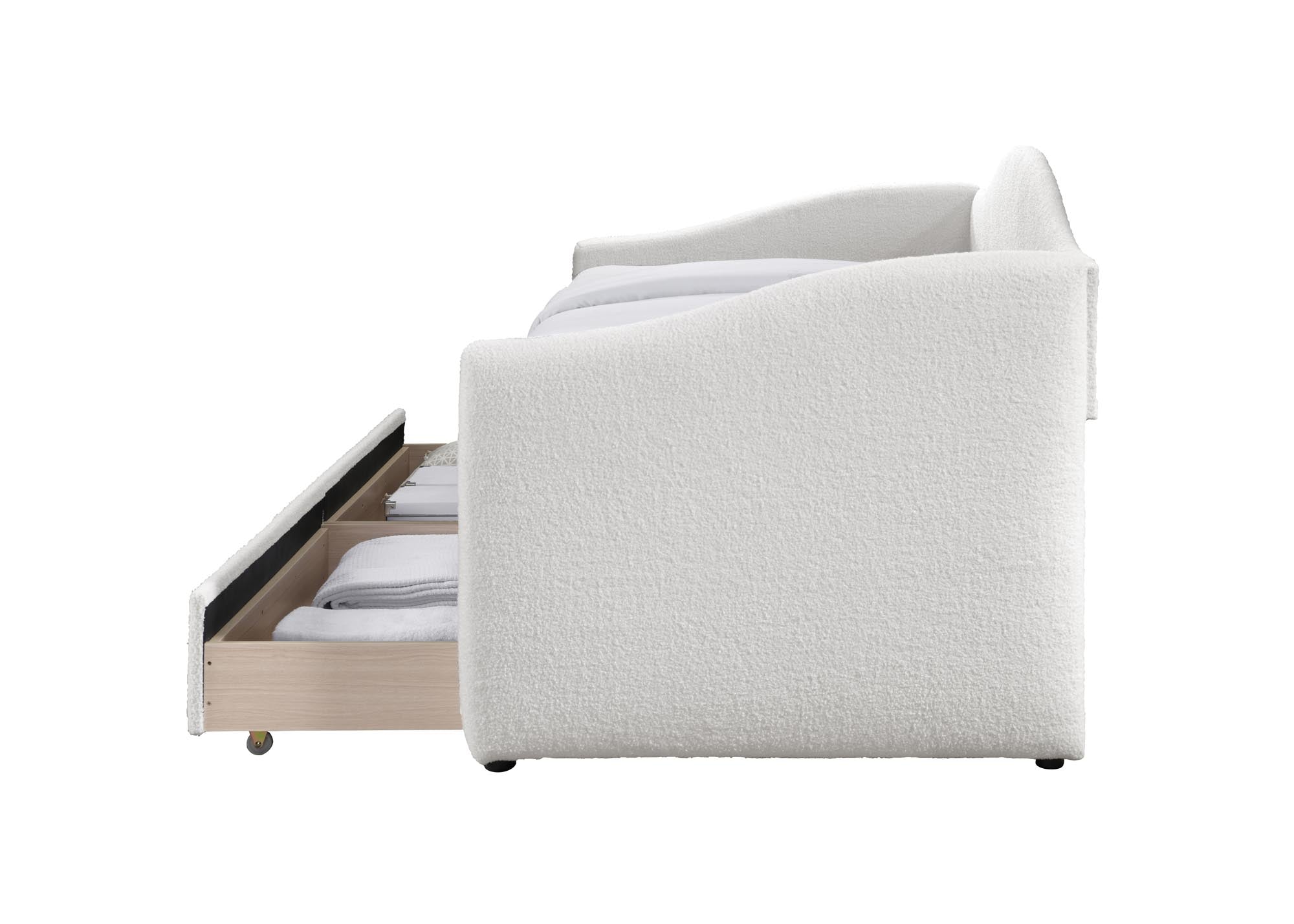 Halmar Letto imbottito con 2 cassetti in tessuto Caydence color crema