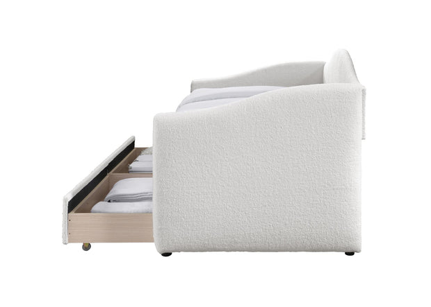 Halmar Letto imbottito con 2 cassetti in tessuto Caydence color crema