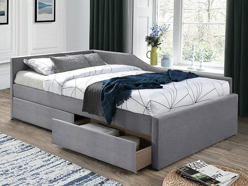 Letto imbottito con 2 cassetti in velluto Eliot Grigio & SMP-PAT-ELIOT-VELVET-GRAY