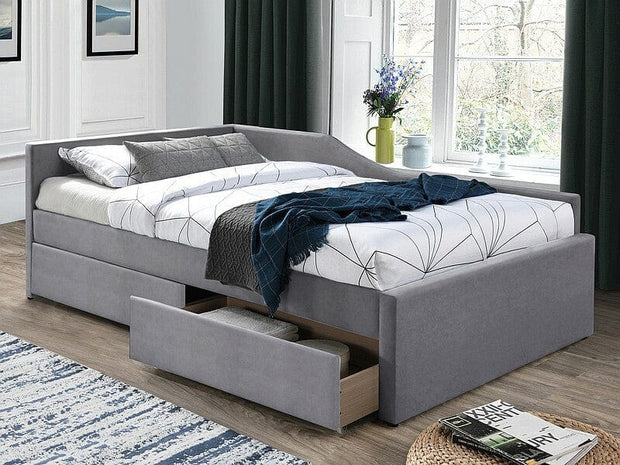 Letto imbottito con 2 cassetti in velluto Eliot Grigio & SMP-PAT-ELIOT-VELVET-GRAY