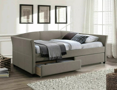 Letto imbottito con 2 cassetti in velluto Lanta Beige & SMP-PAT-LANTA-VELVET-DARK-BEIGE