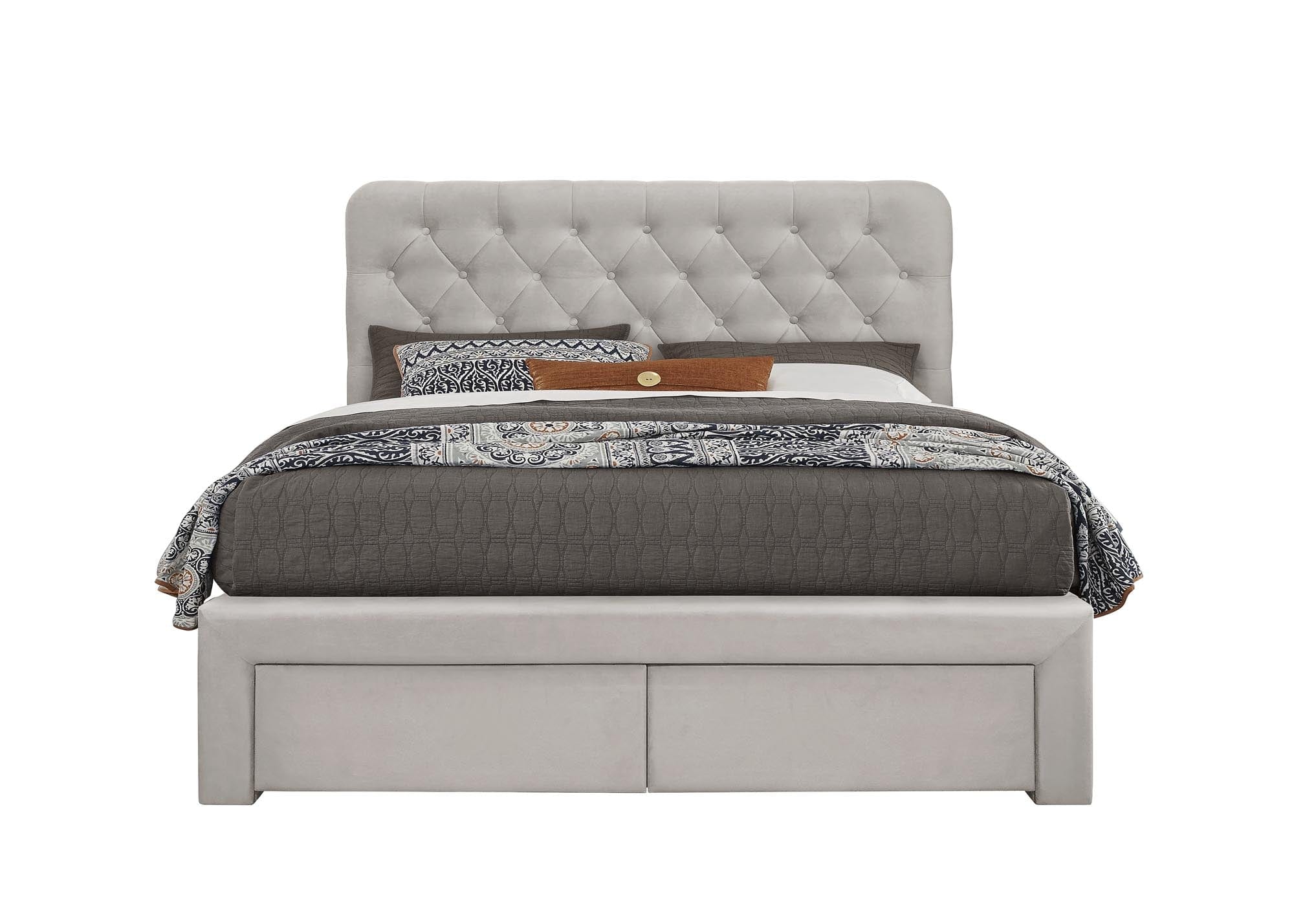 Halmar Letto imbottito con 2 cassetti in velluto Marisol Beige