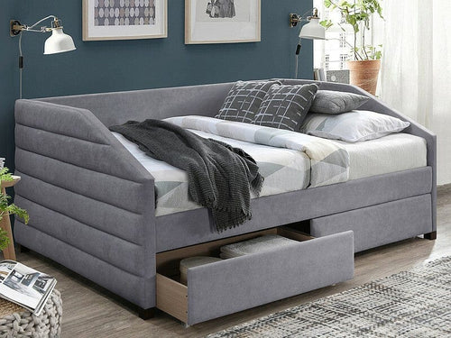 Letto imbottito con 2 cassetti in velluto Nadia Grigio & SMP-PAT-NADIA-VELVET-GRAY