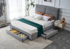 Halmar Letto imbottito con 3 cassetti in velluto Becky Grigio