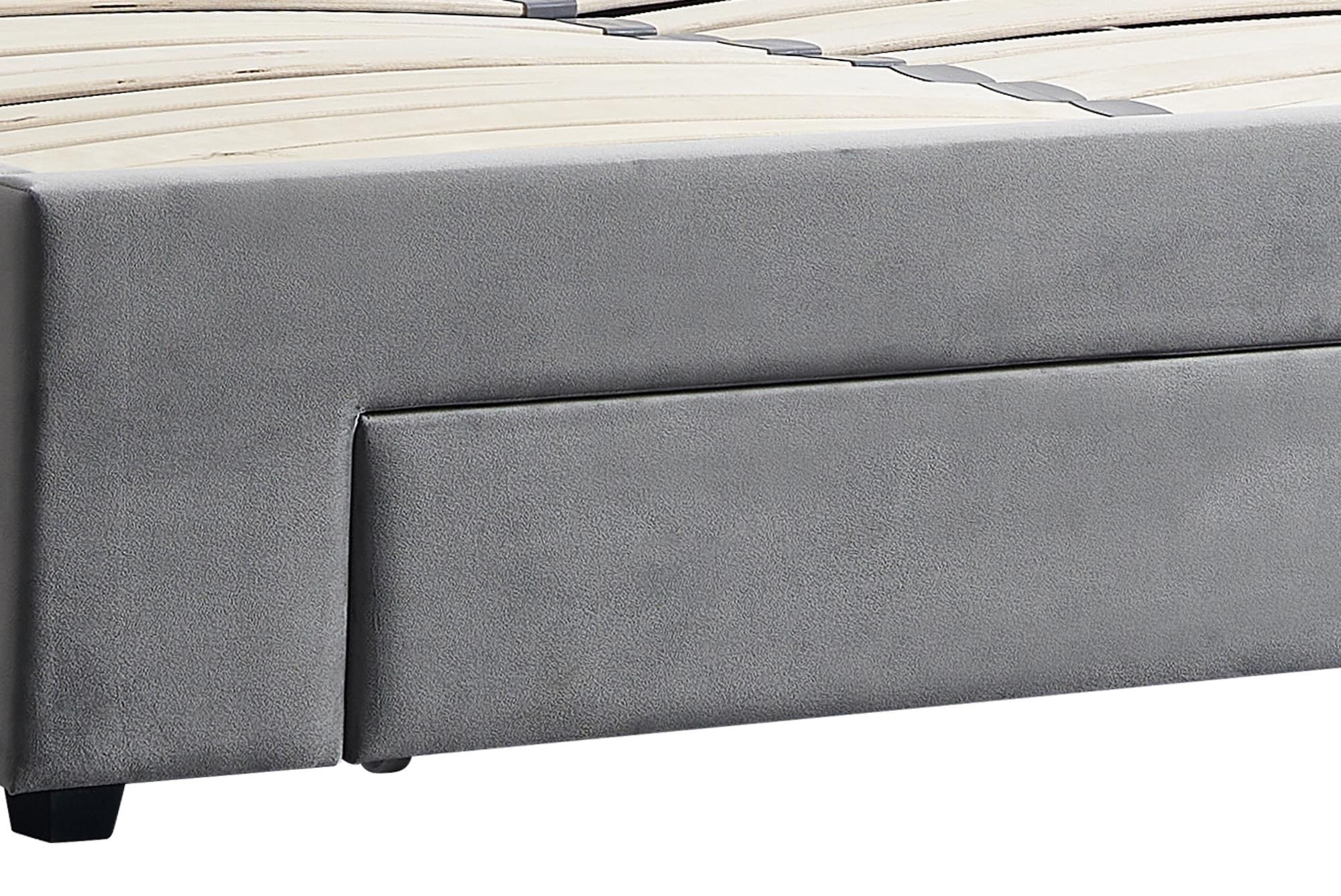 Halmar Letto imbottito con 3 cassetti in velluto Becky Grigio