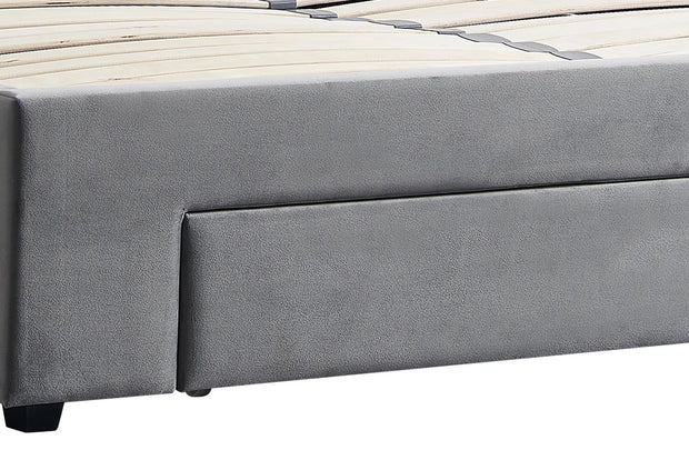Halmar Letto imbottito con 3 cassetti in velluto Becky Grigio