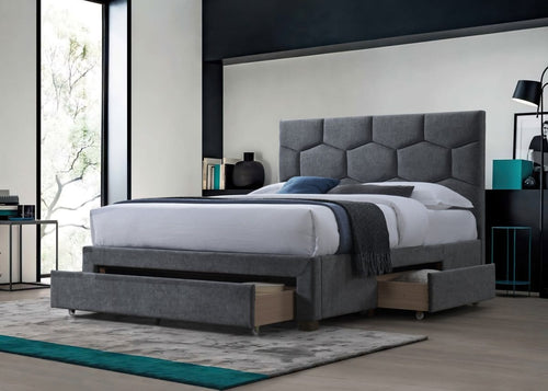 Halmar Letto imbottito con 3 cassetti in velluto Harriet Grigio