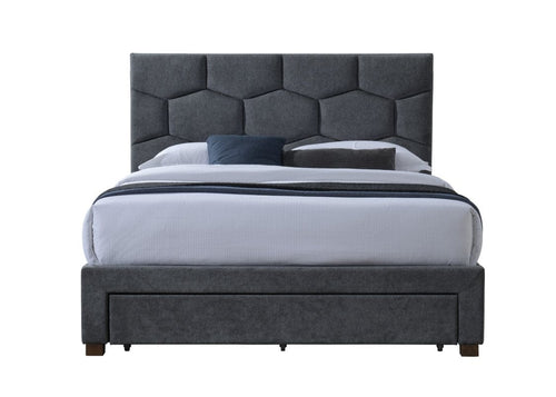 Letto imbottito con 3 cassetti in velluto Harriet Grigio (1)