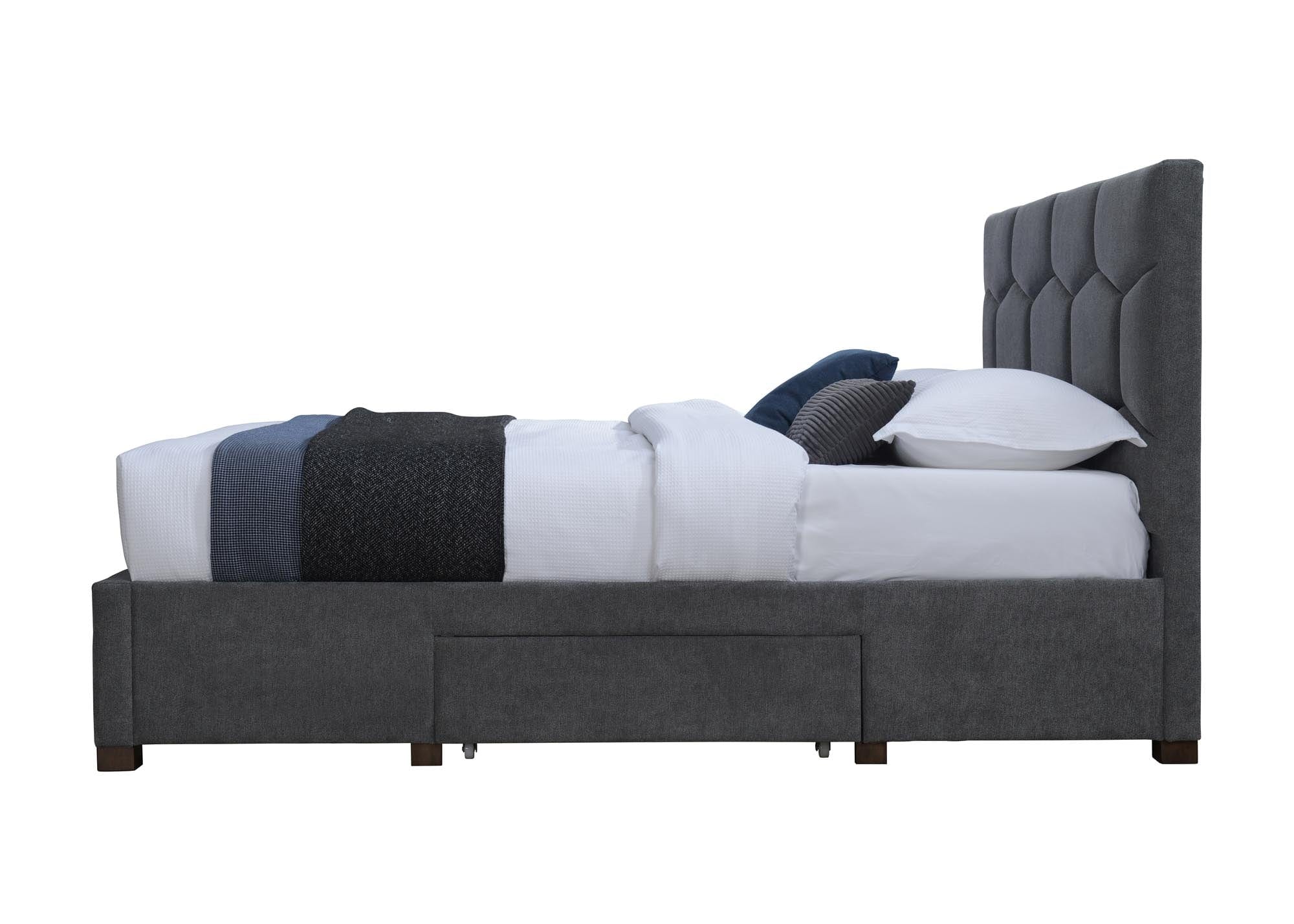 Halmar Letto imbottito con 3 cassetti in velluto Harriet Grigio