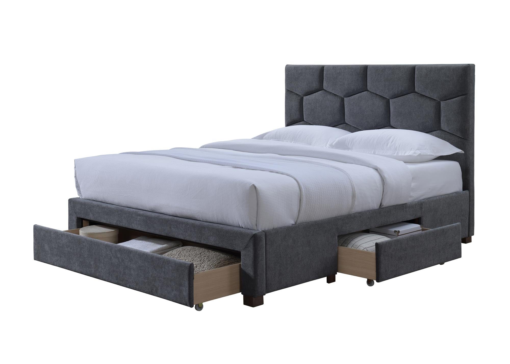 Halmar Letto imbottito con 3 cassetti in velluto Harriet Grigio
