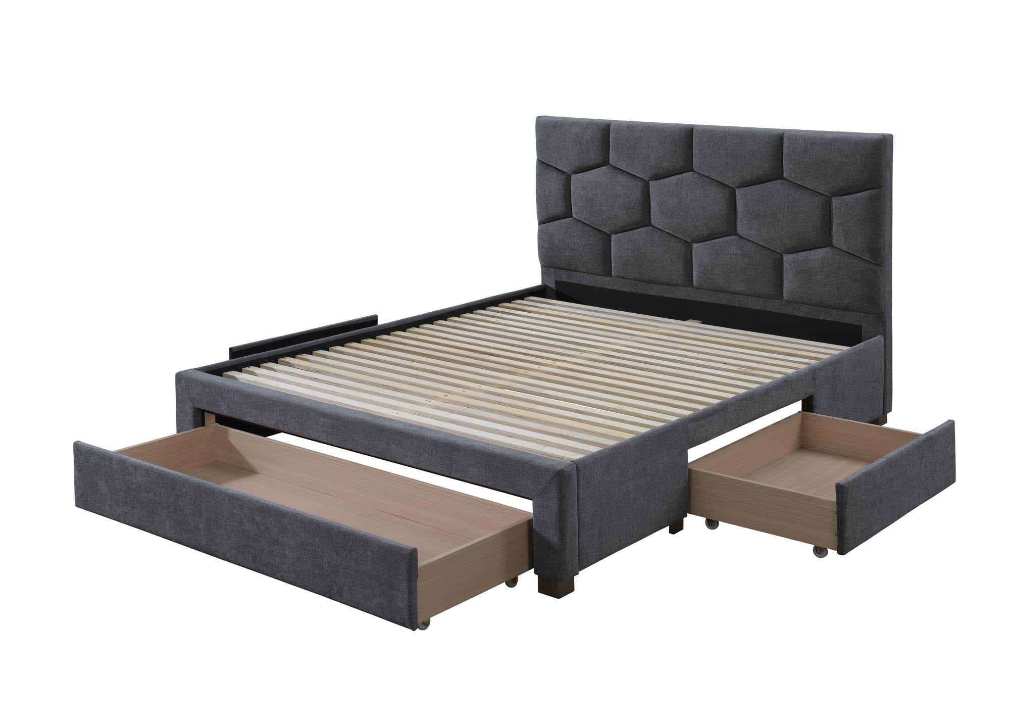 Letto imbottito con 3 cassetti in velluto Harriet Grigio (4)