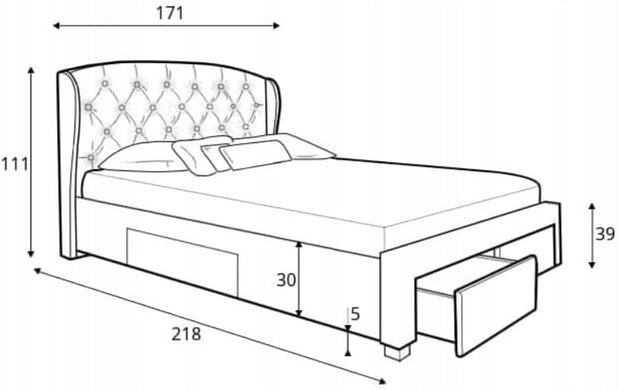 Letto imbottito con 4 cassetti Sabrinis Verde (2)
