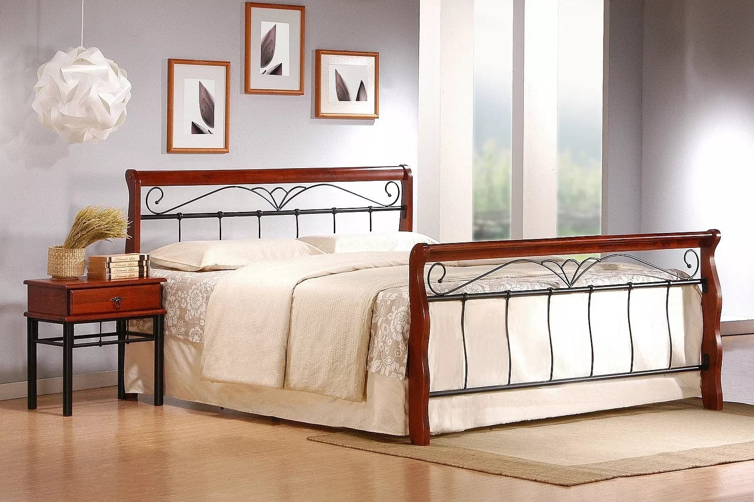 Letto in legno e metallo Venetia Ciliegia & SMP-PAT-VENECJA-ANTIQUE-CHERRY