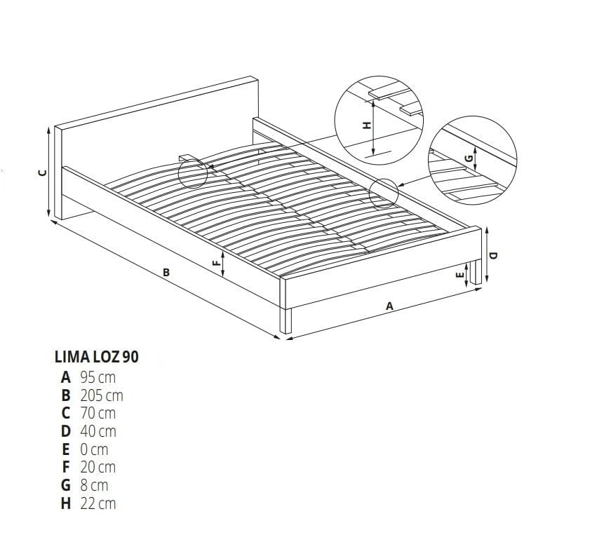 Letto in truciolato Liamis Loz Quercia (1)