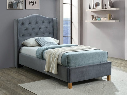 Letto in velluto Aspen Grigio & SMP-PAT-ASPEN-VELVET-90-GRAY