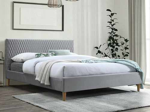Letto in velluto Azurro Grigio & SMP-PAT-AZURRO-VELVET-LIGHT-GRAY