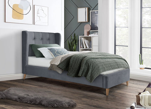 Halmar Letto in velluto Estella Grigio