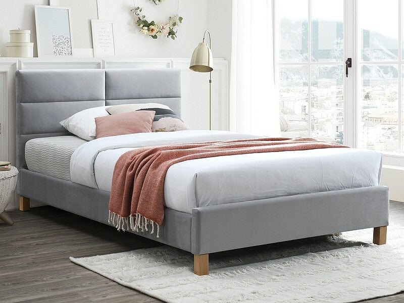 Letto in velluto Sierra Grigio & SMP-PAT-SIERRA-VELVET-LIGHT-GRAY