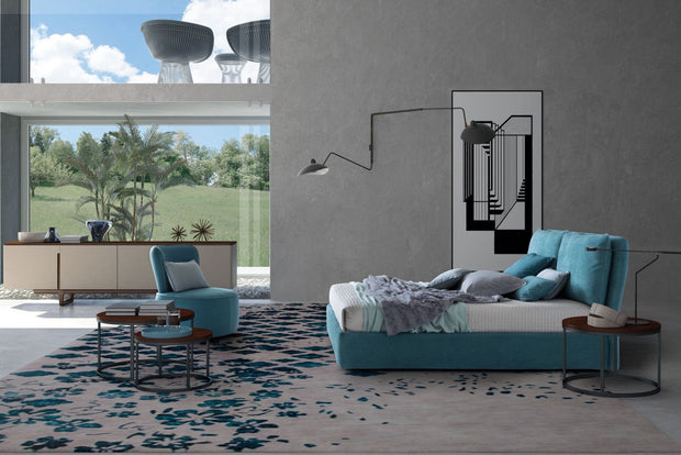 Letto matrimoniale con contenitore Fristyle Blu & LCMFIT-PAT-TAPITAT-FRIS & LCMFIT-PAT-TAPITAT-FRIS