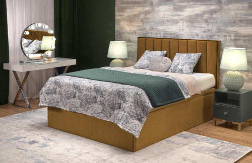 Halmar Letto matrimoniale con contenitore in tessuto Asento Giallo
