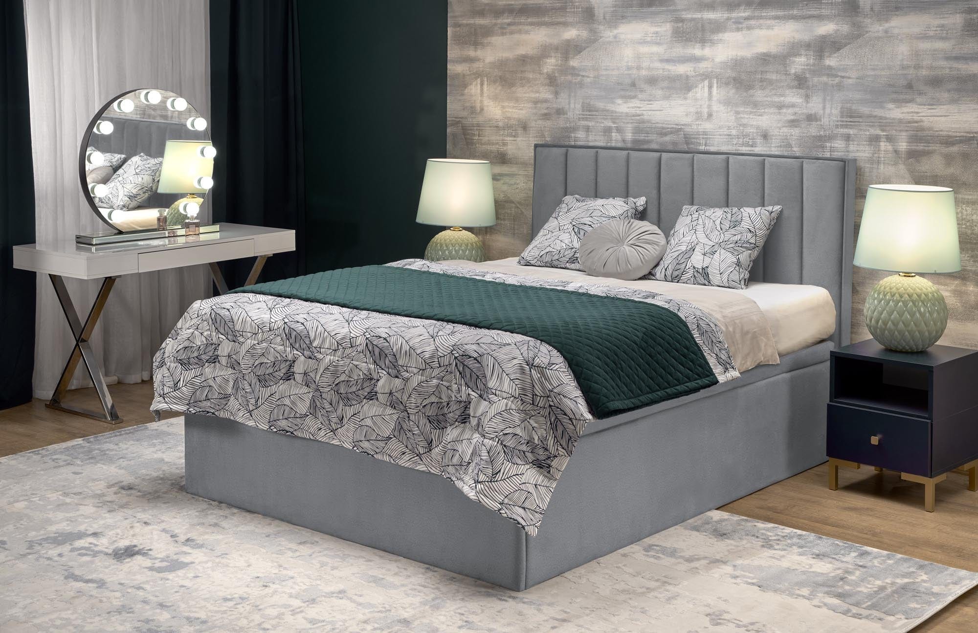 Halmar Letto matrimoniale con contenitore in tessuto Asento Grigio