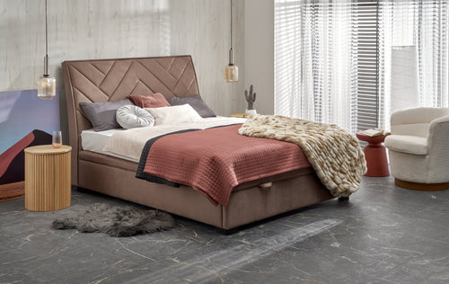 Halmar Letto matrimoniale con contenitore in velluto Continental 1 Beige