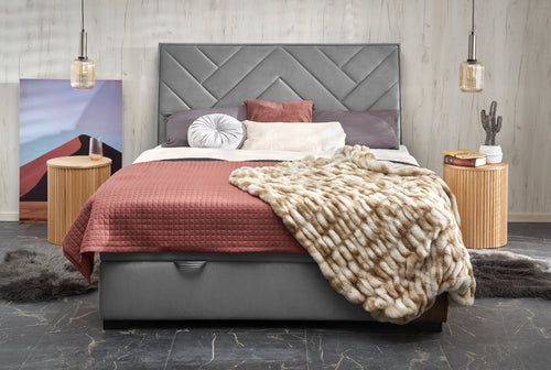Halmar Letto matrimoniale con contenitore in velluto Continental 1 Grigio