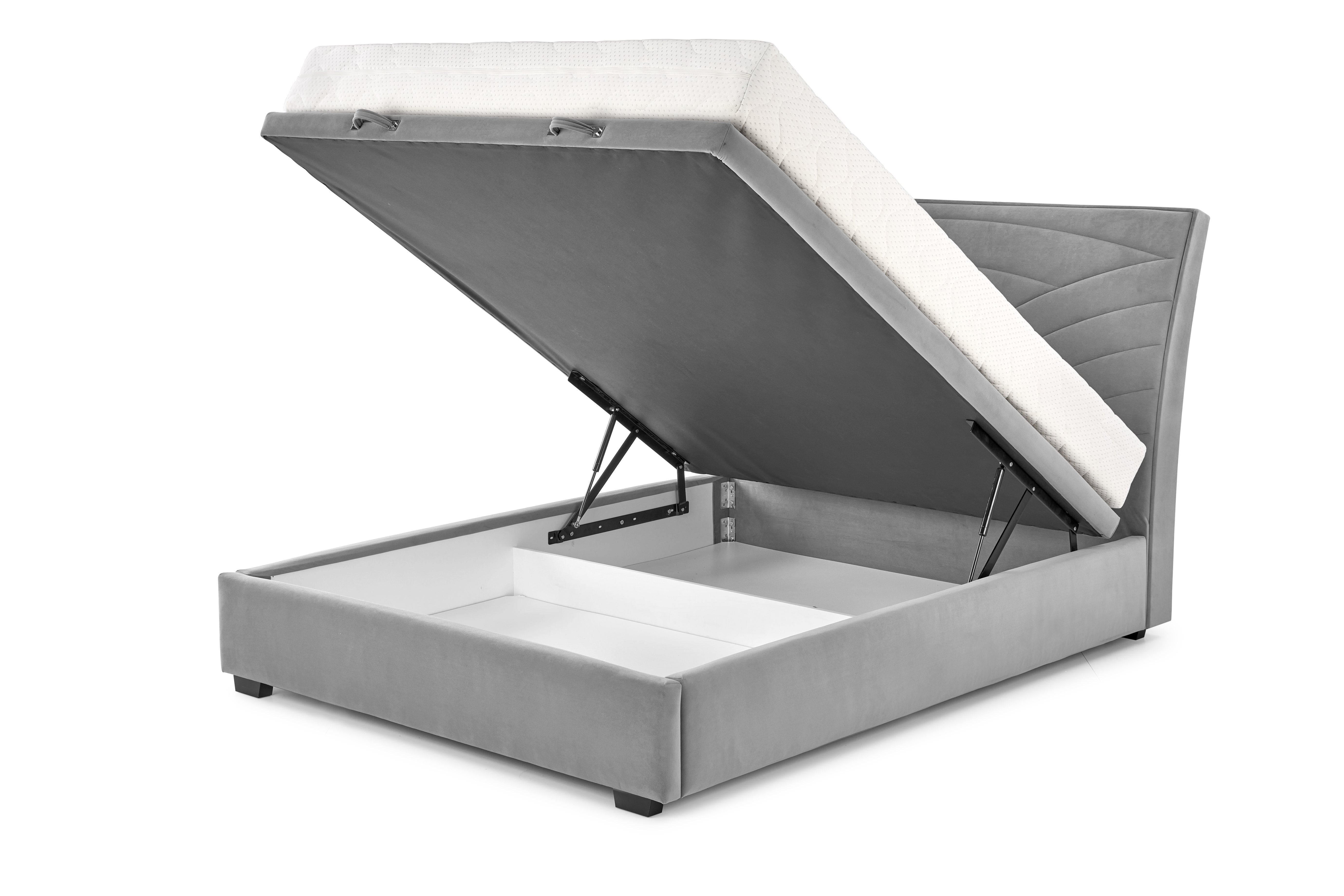 Halmar Letto matrimoniale con contenitore in velluto Continental 1 Grigio