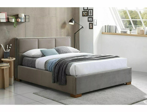 Letto matrimoniale con contenitore in velluto Maison Beige & SMP-PAT-MAISON-VELVET-BEIGE