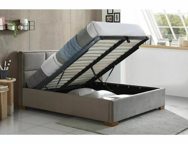 Letto matrimoniale con contenitore in velluto Maison Beige (1)