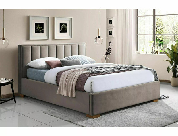 Letto matrimoniale con contenitore in velluto Marani Beige & SMP-PAT-MARANI-VELVET-BEIGE