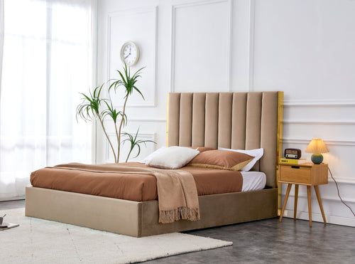 Halmar Letto matrimoniale con contenitore in velluto Palazzo Beige