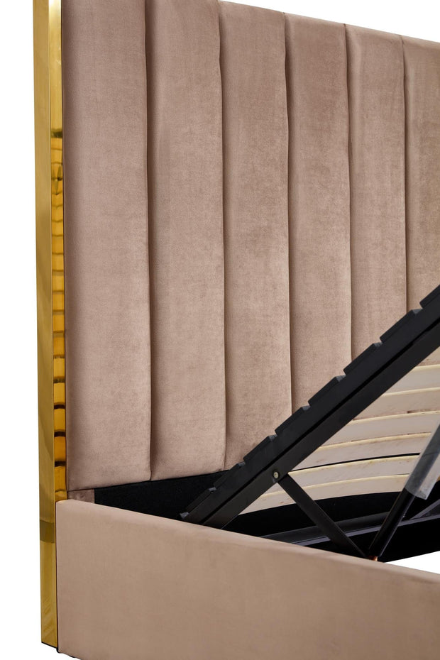 Halmar Letto matrimoniale con contenitore in velluto Palazzo Beige