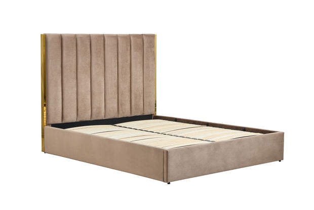 Halmar Letto matrimoniale con contenitore in velluto Palazzo Beige