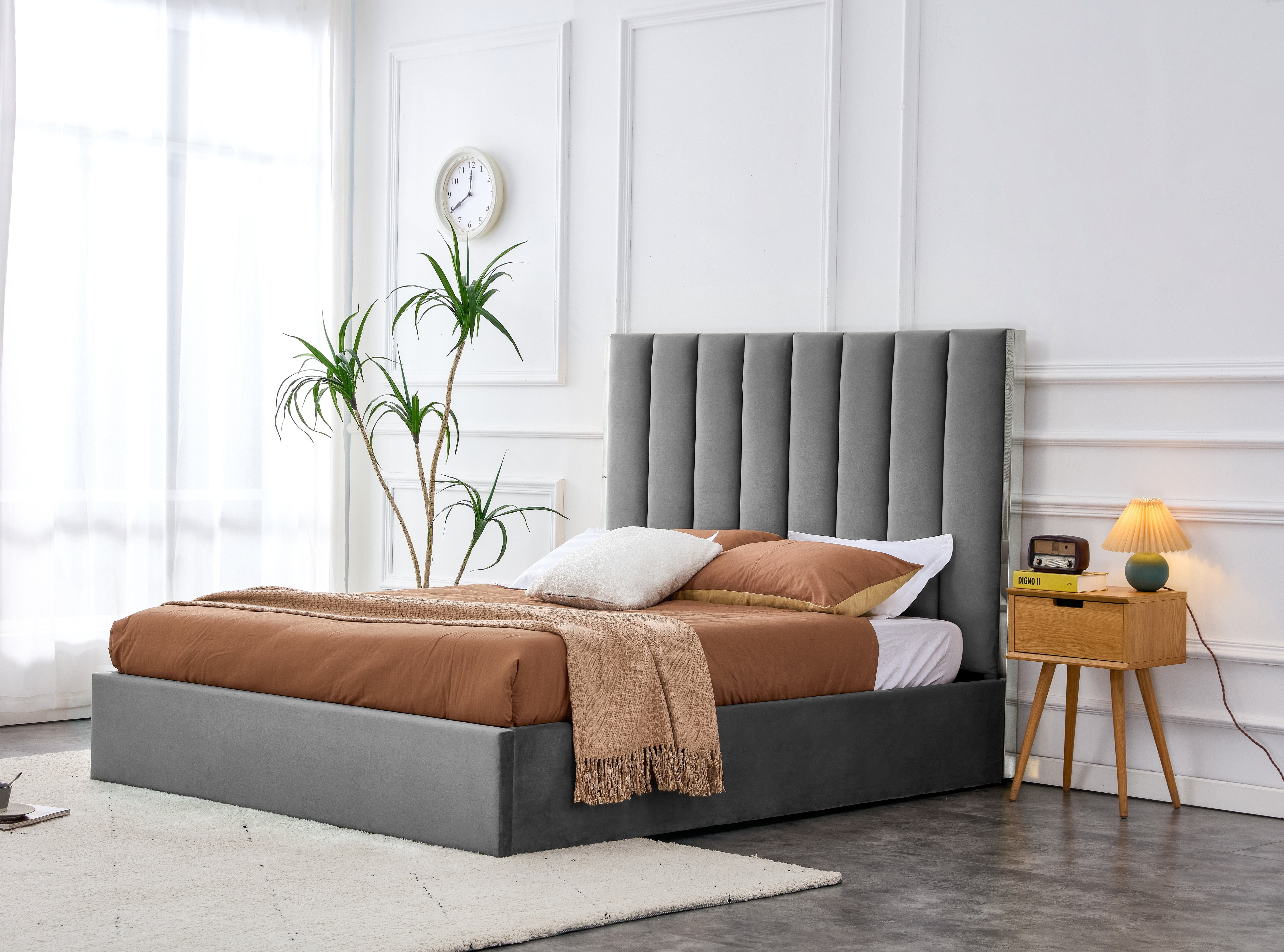 Halmar Letto matrimoniale con contenitore in velluto Palazzo Grigio