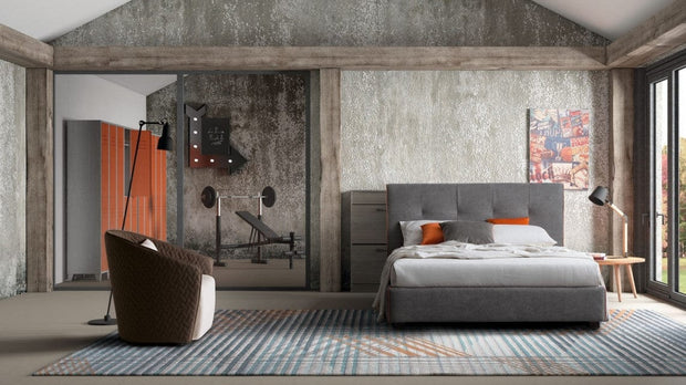 Letto matrimoniale con contenitore Lovis Grigio & LCMFIT-PAT-TAPITAT-LOVE & LCMFIT-PAT-TAPITAT-LOVE