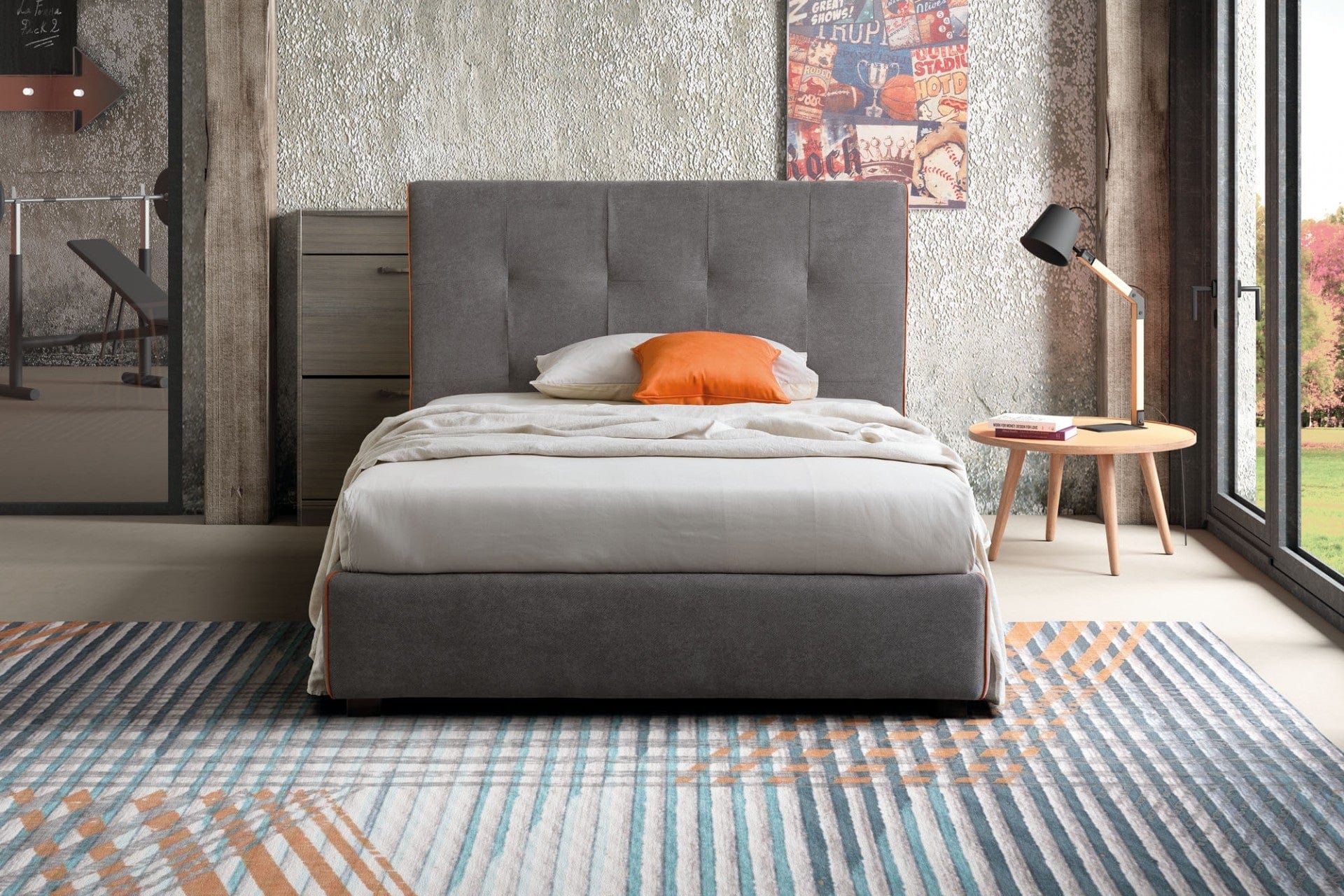 Letto matrimoniale con contenitore Lovis Grigio (1)
